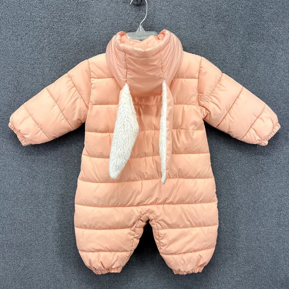 YGM Kids Puffer Bunting Bunny Hooded Winter Snow Suit Infants 9 Salmon‎